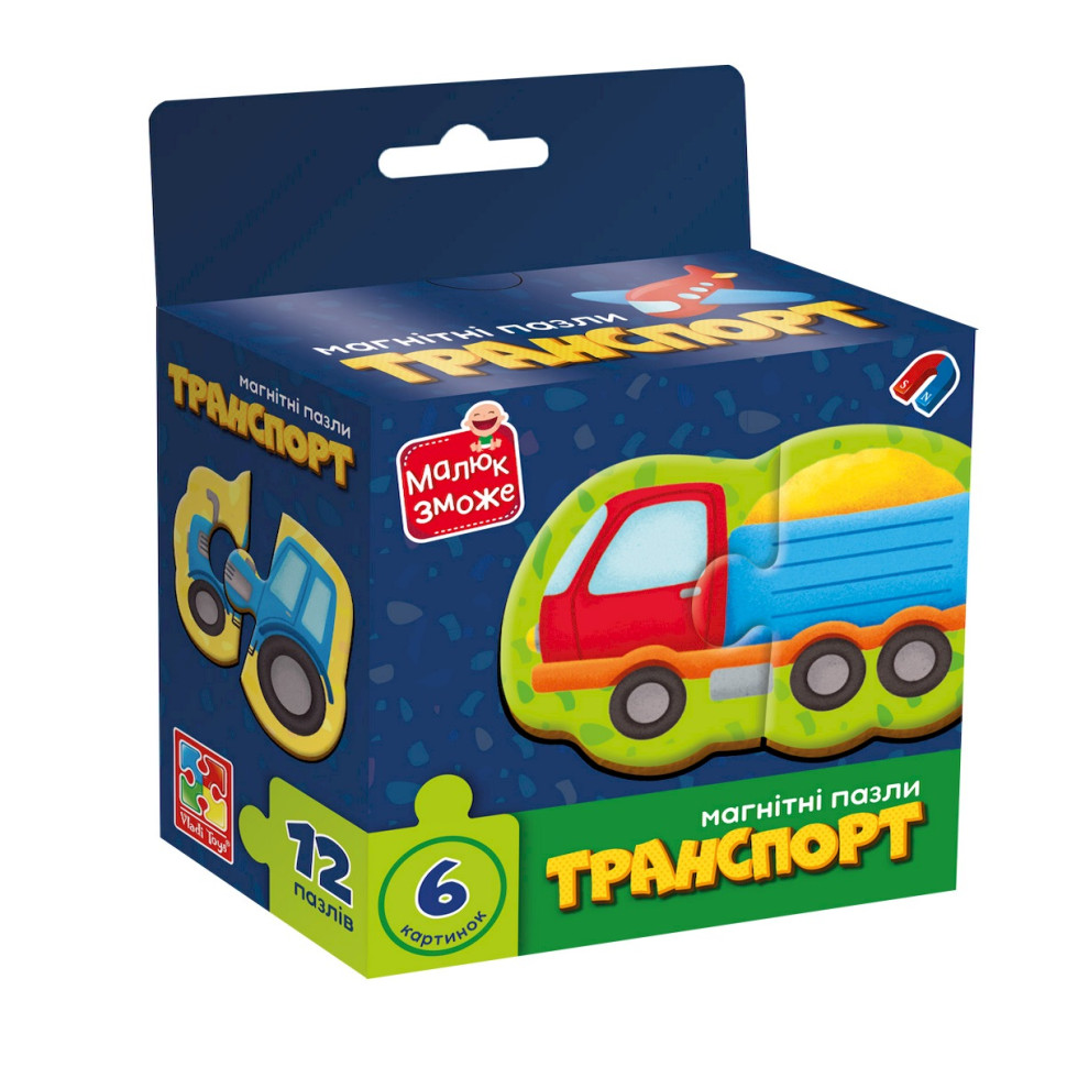 Дитячі магнітні пазли "Транспорт" VT1733-02, 6 картинок