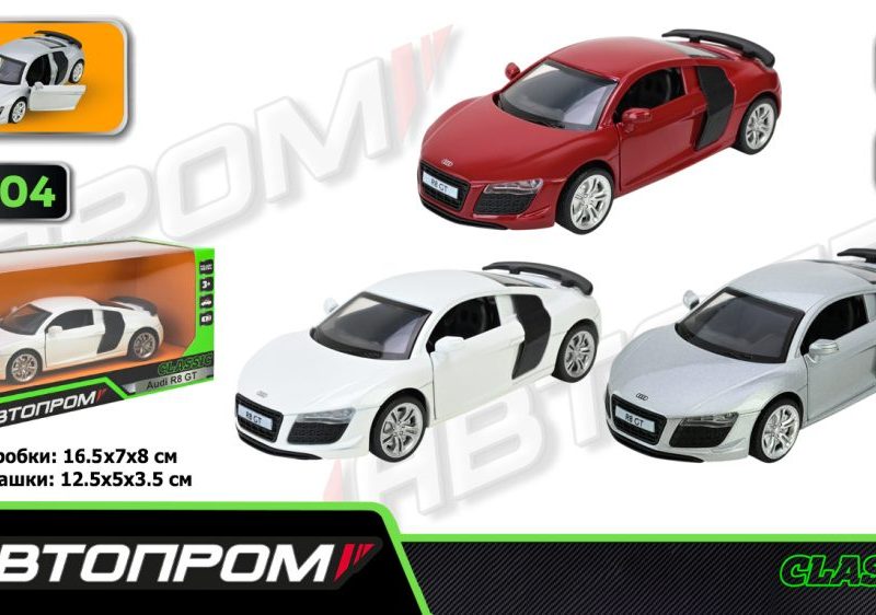 Іграшка машина мет. АВТОПРОМ  арт. 10004 (48шт/2) 5 inch,3 кольори Audi R8 GT, відкр.двері, у кор.16,5*7*8см