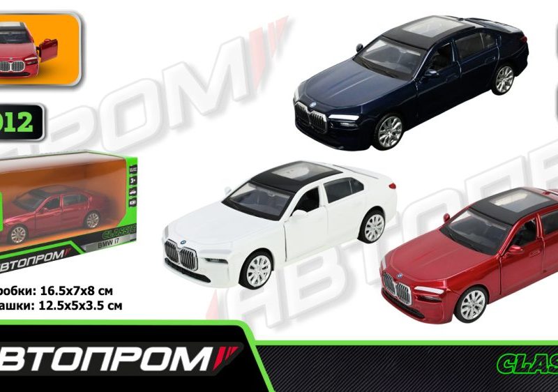 Іграшка машина мет. АВТОПРОМ  арт. 10012 (48шт/2) 5 inch,3кольори BMW i7 G70, відкр.двері, у кор.16,5*7*8см