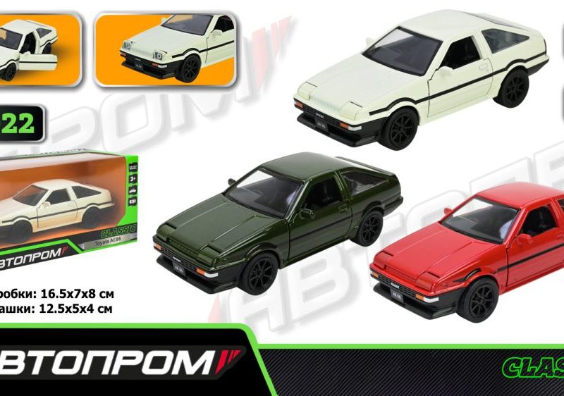 Іграшка машина мет. АВТОПРОМ  арт. 10022 (48шт/2)  5 inch,3 кольори Toyota AE86, відкр.двері, у кор.16,5*7*8см