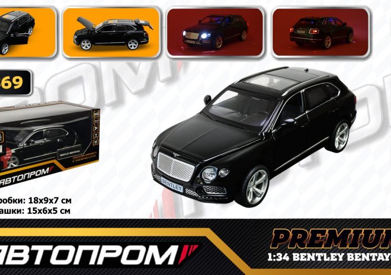 Машина мет. АВТОПРОМ арт. 68369 (48шт/2) 1:34 BENTLEY BENTAYGA, батар, світло, звук, відкр.двері, короб. 18*9*7 см