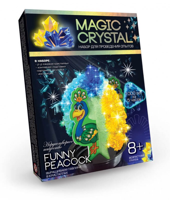 Дитячий набір для проведення дослідів "MAGIC CRYSTAL" OMC-01-01 безпечний Кумедний павич