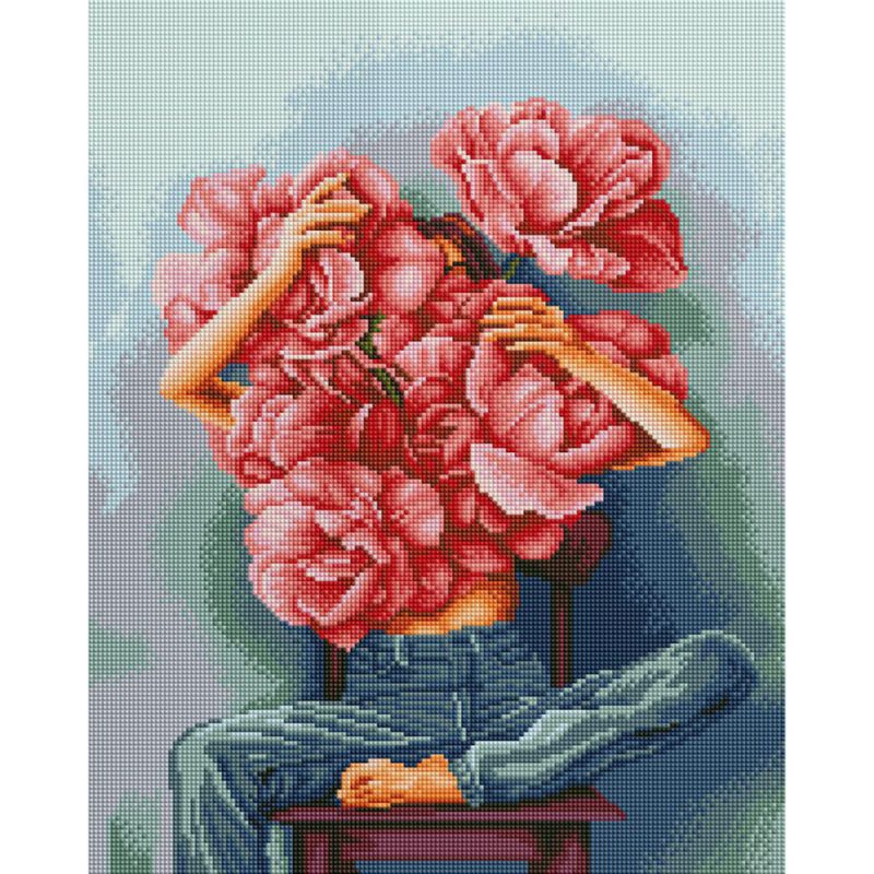 Алмазна мозаїка "Півонії в обіймах" ©Mykhailyshyna Daria DBS1073 Brushme 40х50 см