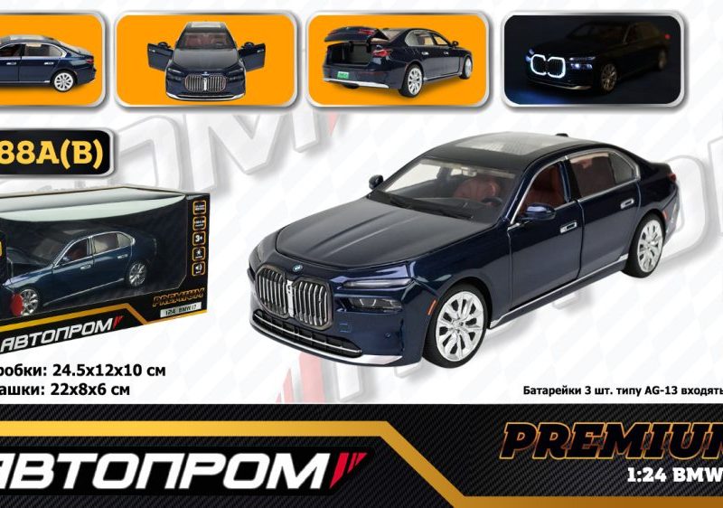 Іграшка машина мет. АВТОПРОМ арт. 68288A(B) (12шт/2) 1:24 BMW I7, батар,світло,звук,відкр.двері,кор. 24,5*12см