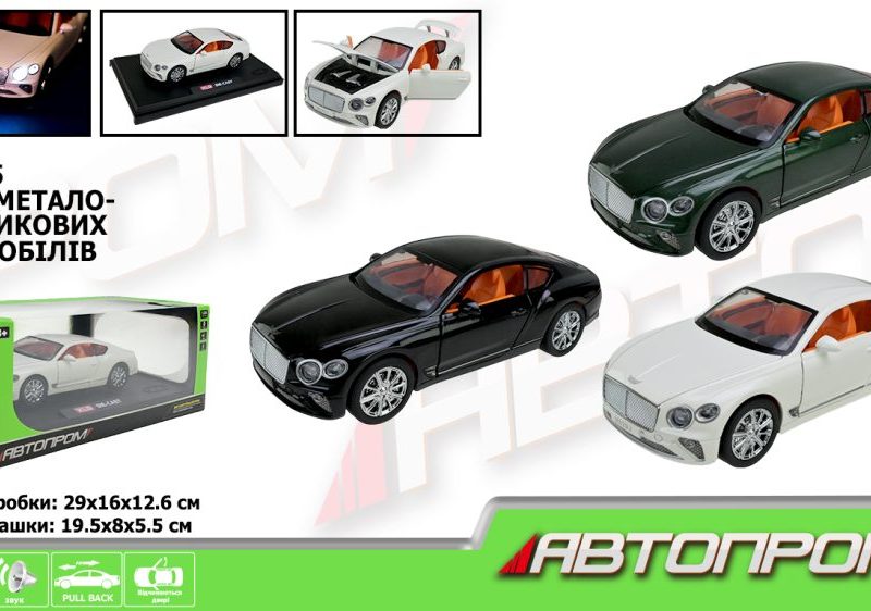 Машина мет. АВТОПРОМ арт. AP7715 (12шт) 1:24,3 кольори, батар, світ., звук, двері відкр., в короб.29*16*12,6см