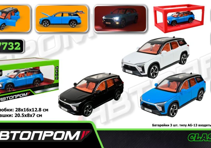 Машина мет. АВТОПРОМ арт. AP7732 (12шт/2) 1:24 Nio ES8, батар,світло,звук,відкр.двері,короб. 28*16*12,8см