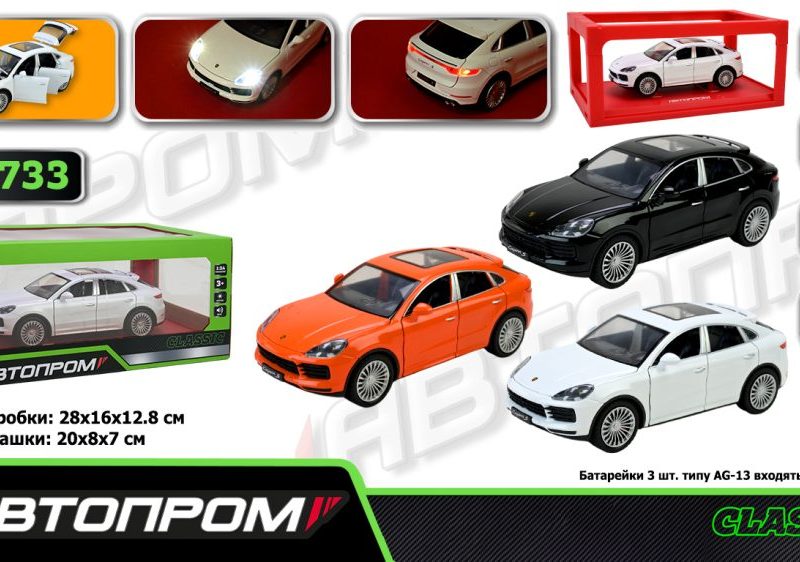 Машина мет. АВТОПРОМ арт. AP7733 (12шт/2) 1:24 Porsche cayenne, батар,світло,звук,відкр.двері,короб. 28*16*12,8см