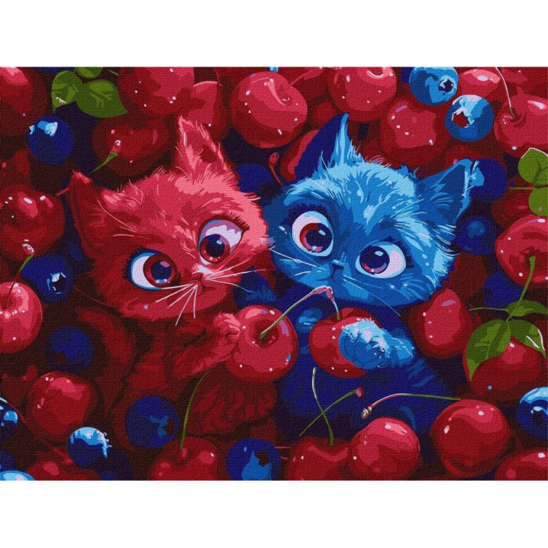 Картина за номерами "Ягідні пухнастики" ©art_selena_ua KHO5143, 30х40 см