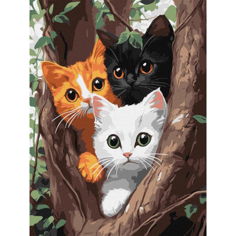 Картина за номерами "Котики на дереві" ©art_selena_ua KHO6736, 30х40 см