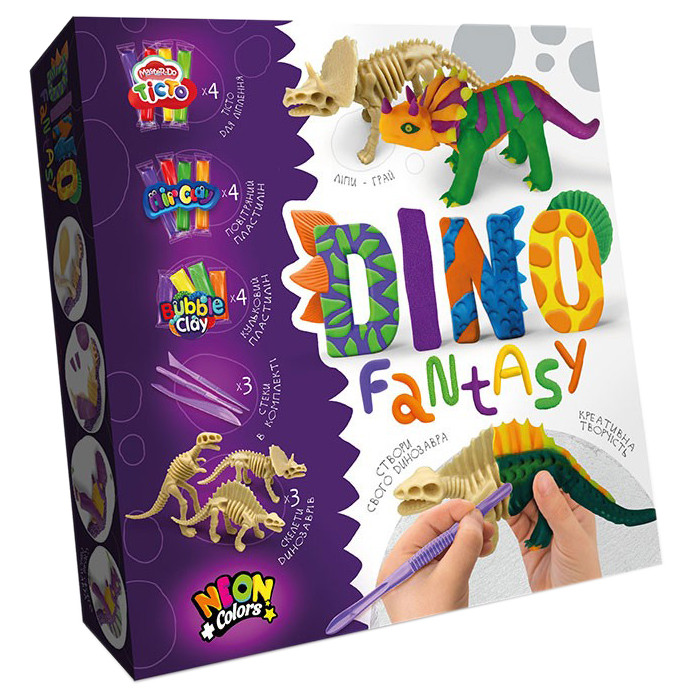 Набір креативної творчості Динозаври "Dino Fantasy" DF-01-01U, 3 скелета в наборі Стегозавр