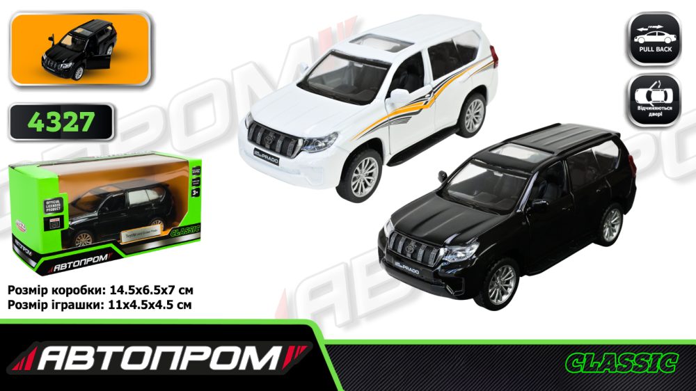 Машина мет. АВТОПРОМ арт. 4327 (96шт / 2), 1: 42 Land Cruiser Prado, 3 кольор., відкр.двері, короб. 14,5 * 6,5 * 7см