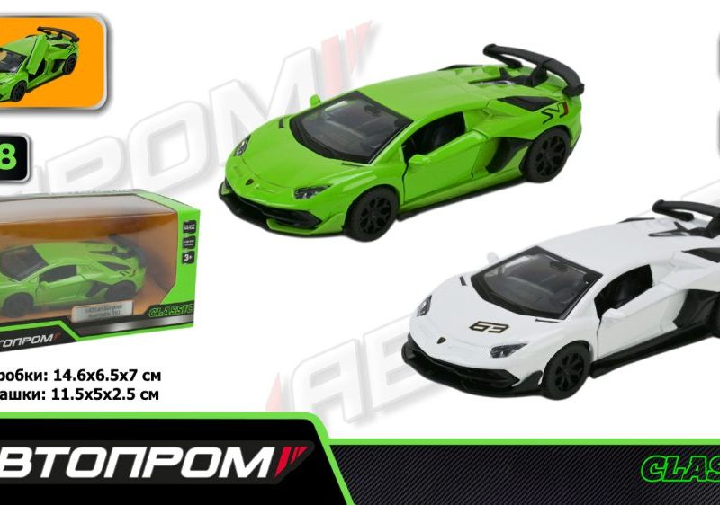 Машина мет. АВТОПРОМ арт. 4338 (96шт/2), 1: 43 Lamborghini Aventador SVJ, 2 кольор., відк.двері, короб.  14,5*6,5*7см
