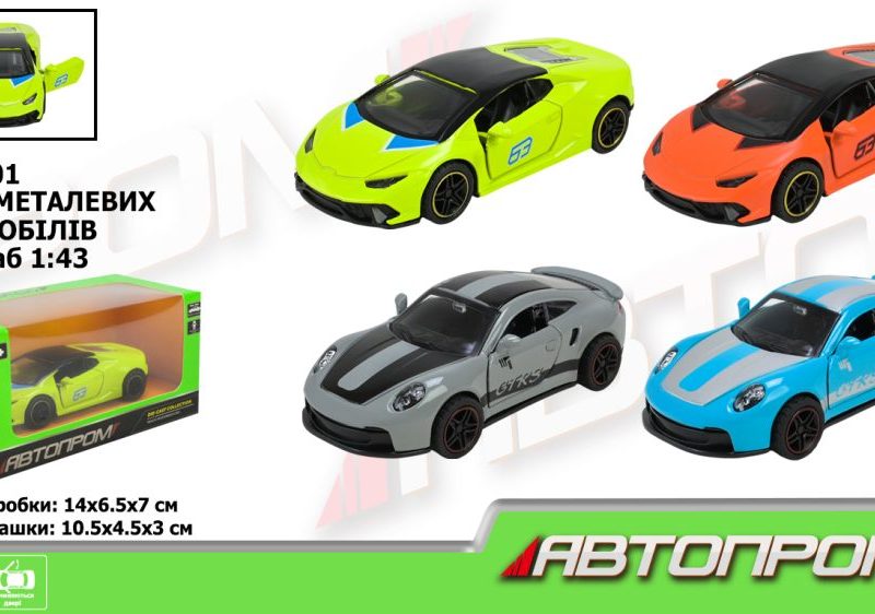 Машина мет. АВТОПРОМ арт. AP43101 (96шт/2) 1:43,4 кольори відкр.двері, у короб. 14*7*6,5см