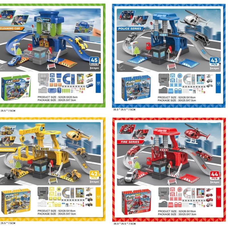Паркінг арт. 36330G/80B/40F/60D (48шт/2) 4 види, 43 елементи, включаючи 3 машинки, короб. 35*25,5*75,5см
