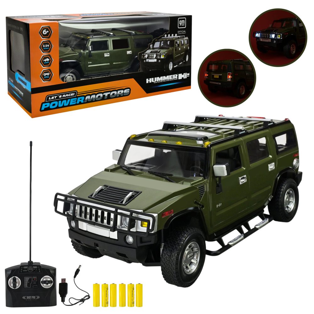 Машина р/к арт. PM1401 (12шт),"POWERMOTORS",1:14 HUMMER H2,світло, акум.бат у кор.49*23*23см.
