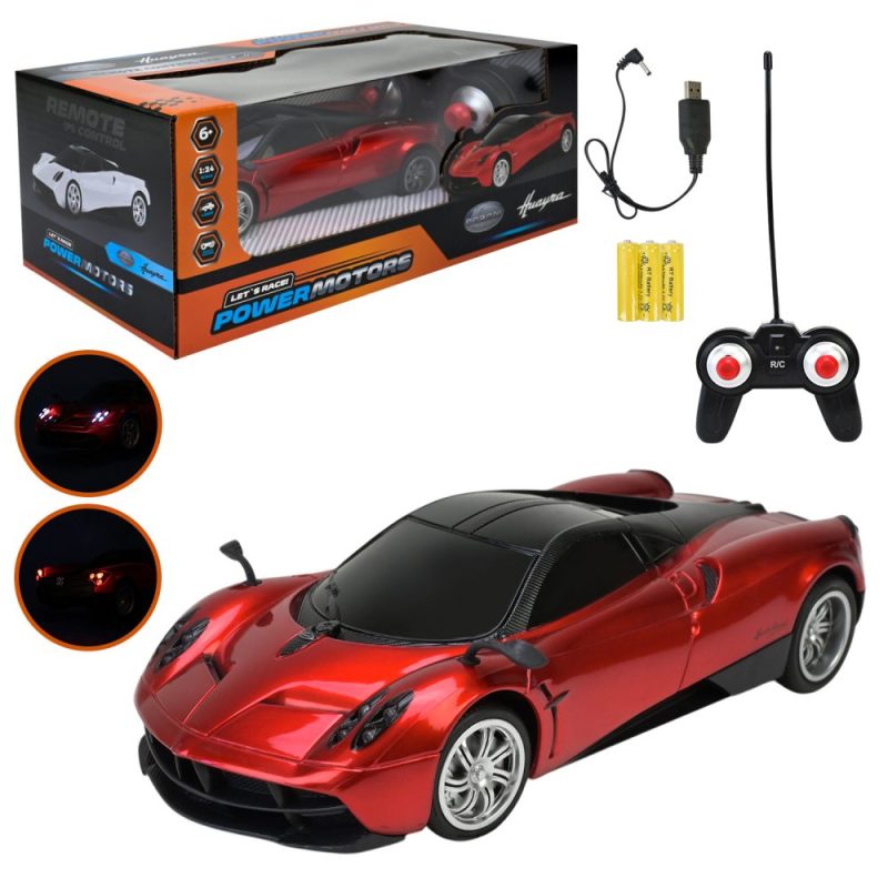 Машина р/к арт. PM2404 (24шт),"POWERMOTORS",1:24 PAGANI HUAYRA,червоний колiр, акум.бат., світлоу кор.26,5*14*10,5см.