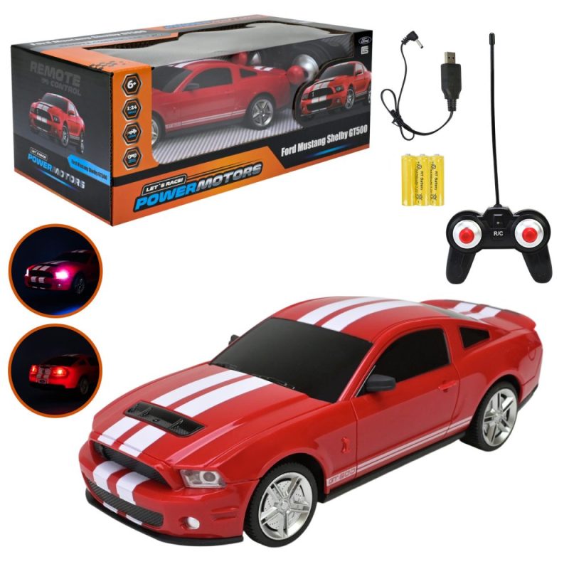 Машина р/к арт. PM2405 (24шт),"POWERMOTORS",1:24 FORD MUSTANG GT500,червоний колiр, акум.,світло у кор.26,5*14*10,5см.