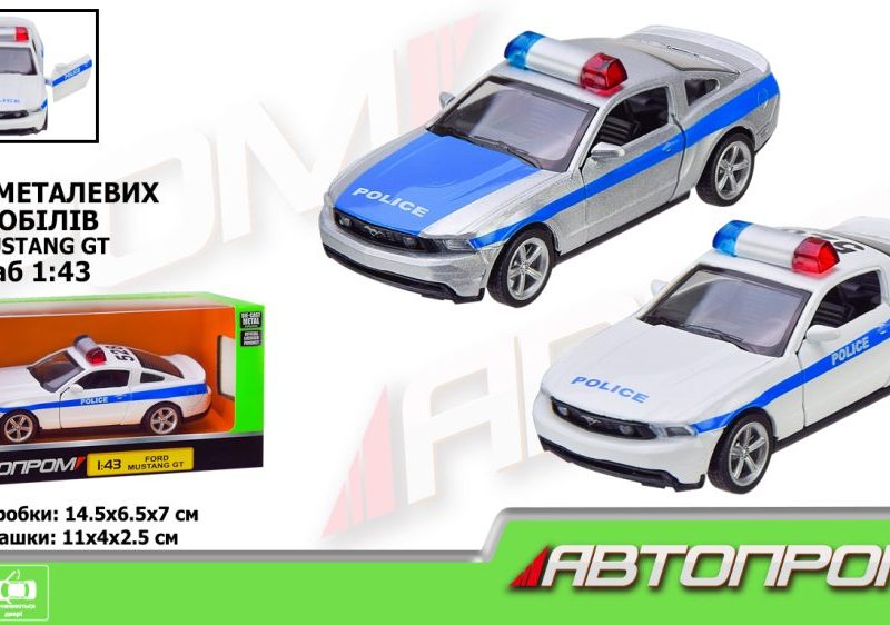 Машина мет. АВТОПРОМ арт. 4372 (96шт/2) 1:43 Ford Mustang GT,2 кольора, відкр. двері,короб. 14,5*6,5*7см